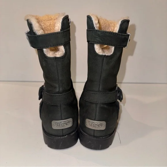 UGG Grandle Black Suede Boots with Shearling Lining - Picture 3 of 16